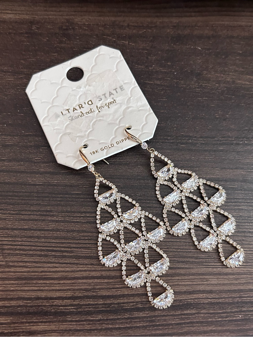 Altar'd State Gold-Tone Crystal Chandelier Earrings